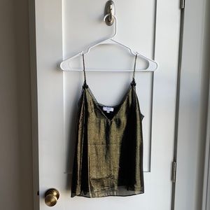 REISS Elianna Metallic Silk Blend Lace Trim Camisole (Size 6)